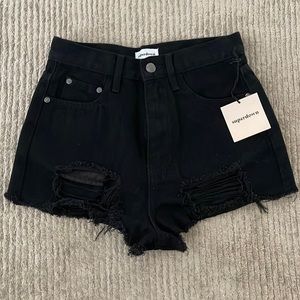 Black jean distressed shorts